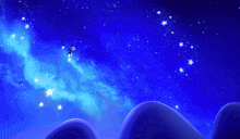 a cartoon character is flying through the night sky