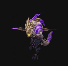 a pixel art of a dragon with a purple sword in its mouth