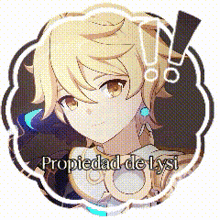 a picture of a girl with the words propiedad de lysi written on it