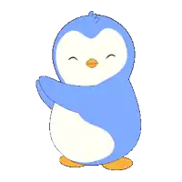 a blue and white penguin with a yellow beak
