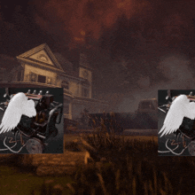 a picture of a house and a picture of an angel