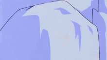 a cartoon character is laying in a pile of blue pieces of glass .