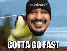 a man with a beard wearing a multivers hat