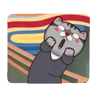 a cartoon of a cat with a surprised look on his face