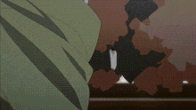a pixelated image of a person 's torso with a striped shirt on