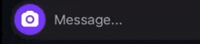 a black background with a purple circle and the word message