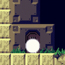 a pixel art drawing of a castle with a light coming out of the door