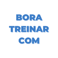 bora treinar com in blue letters on a white background