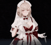 a nurse is holding a syringe in her right hand