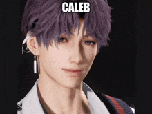 a close up of a person 's face with the name caleb on it