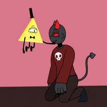 a drawing of a cartoon character with a pyramid head
