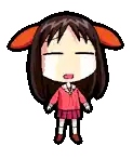 a pixel art drawing of a girl with bunny ears and a crying face .