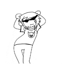 a black and white drawing of a person wearing sunglasses and a cat shirt .