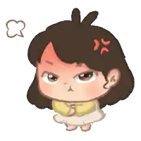 a cartoon drawing of a girl with an angry expression