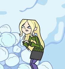 a cartoon drawing of a girl with blonde hair