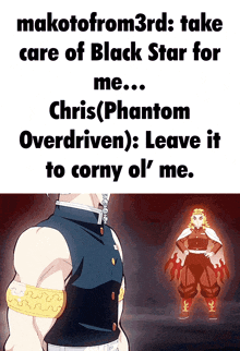 a meme that says makotofrom3rd take care of black star for me ...