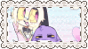 a picture of a dog and a purple dog in a frame with a heart in the background .