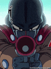 a cartoon drawing of a man with a helmet and a red cape