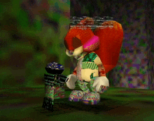 a cartoon squirrel is standing next to another cartoon squirrel in a video game