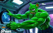 a green cartoon character with the name brian on the bottom left