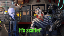 a cartoon character says it 's scarier while standing next to another character