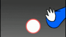 a cartoon drawing of a hand reaching for a white ball