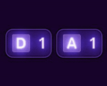 a purple keyboard with the letters d and a glowing in the dark
