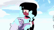 a cartoon of garnet and pearl from steven universe crying
