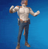 a man with a cat mask on his head is dancing