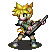 a pixel art of a boy holding a sword .