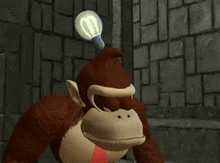 a donkey kong cartoon character is pointing up with his finger