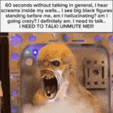 a picture of a monster with a caption that says " i need to talk "