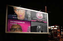 a billboard that says entrepreneur talks on the top