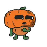 a cartoon of a pumpkin throwing up yellow liquid