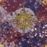 a painting of a sun with the word ma written below it