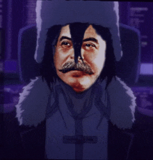 a painting of a man with a mustache and hat