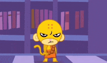 a cartoon monkey with an angry look on his face is standing in front of a ladder