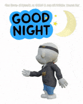 a cartoon character is standing in front of a good night sticker
