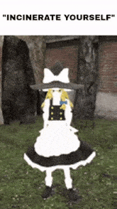 a picture of a witch with the words " incinerate yourself " at the top