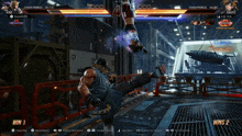 a screenshot of a video game shows a man kicking another man in the face