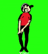 a cartoon character is dancing on a green screen ..