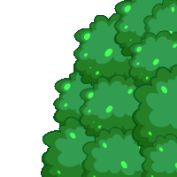 a cartoon moose is standing next to a bush with green leaves