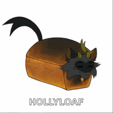 a loaf of holly loaf bread with a cat on top of it