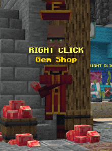 a screenshot of a video game that says right click gen shop on it