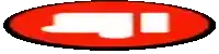 a red oval with white squares on it