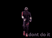 a man in a hoodie is dancing with the words " dont do it " written below him