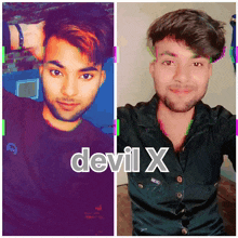 two images of a man with the word devil x on the bottom