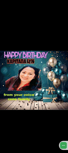 a picture of a woman with the words happy birthday kapitana lyn