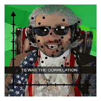 a man wearing sunglasses and headphones with the words ts was the correlation on his face