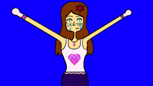 a cartoon of a girl with her arms outstretched and a star in her hair